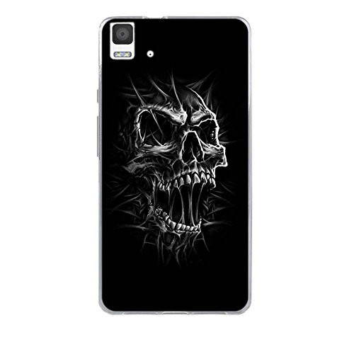 Fubaoda  Cabeza de cr  neo blanco y negro  Funda Carcasa Gel Transparente para BQ E5 4G  Ultra Fina  Silicona TPU de Alta Resistencia y Flexibilidad