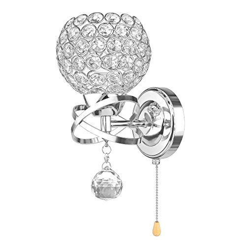 Preisvergleich Produktbild ALLOMN Moderne Wandleuchte, Kristall Anhänger Wandleuchte Schlafzimmer Gang Wohnzimmer Wandleuchte Halter E14 Sockel (Glühbirne Nicht Enthalten) (Mit Zugschalter)