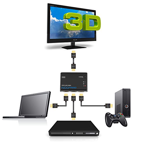 deleyCON HDMI Switch Verteiler 3 Port Automatisch – 3D Ready bis 1080p – inkl. Fernbedienung – [3x IN / 1x OUT] - 2