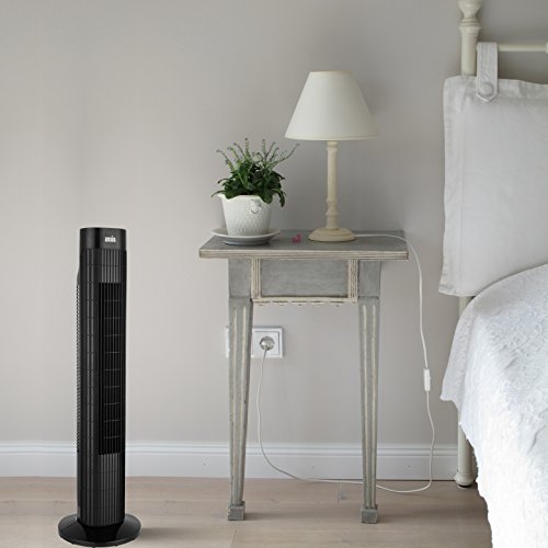 ANSIO® 30“ Oszillierend Turmventilator / Ventilator mit Fernbedienung / 3 Unterschiedliche Programme / 12 Monate Garantie / Lange 2 m Kabel / GS, RoHS, REACH & CE bescheinigt. Schwarz ( Batterien nicht im Lieferumfang enthalten ) - 3