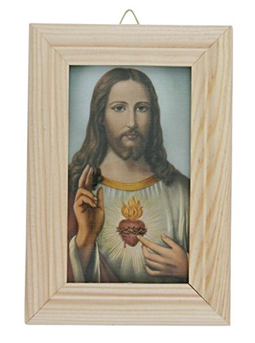 Bild Herz Jesu * heller Holzrahmen *
