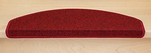 Kettelservice-Metzker® Stufenmatten Treppen-Teppich Astral | Halbrund 65x24cm Trittfläche, inkl. Fleckentferner, Weinrot 15 Stück - 3