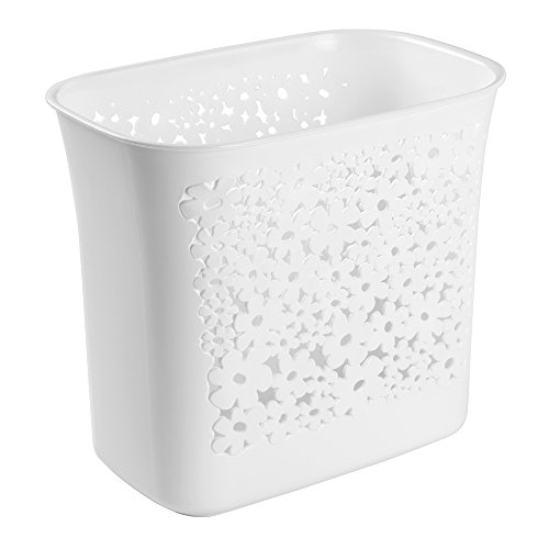 mDesign Mülleimer mit kleinen Löchern - ideal als Abfalleimer oder als einfacher Papierkorb - robuster Kunststoff - für Küche, Bad und Büro - modernes Design und 5,6 Liter Volumen - Farbe: weiß