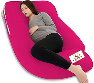 Mom's Moon Premium Multipurpose Microfiber Soild Pregnancy Pillow with 100% Cotton Cover and Zippered Cover Pack of 1 Dark Pink