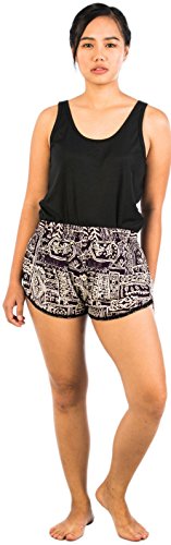 Lofbaz Women's Funky Summer Elastic Waist Mini Shorts One Size Dark Purple