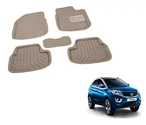 Auto Hub EVA, PVC 4D Car Floor Mats Compatible with Tata Nexon (Model : 2017-2021) -Beige.