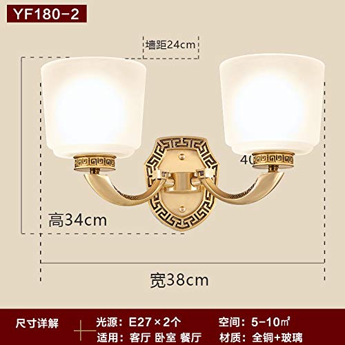 Preisvergleich Produktbild Wandleuchte Schlafzimmer Wandleuchte Neu Kupfer Wandleuchte Modern Einfach Schlafzimmer Nachttischlampe Wandleuchte Wohnzimmer Wandleuchte Treppe Restaurant Lampe, YF180-2