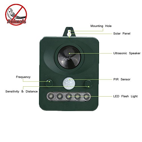 YUNI Ultraschall Katze Repeller Ultraschall Katzen Solar Tiervertreiber Outdoor Wetterfest für Schutz Garten für Pest Deterrent Angst vor Hund, Katze, Eichhörnchen, Ratte, Wühlmaus, Waschbär, Nagetiere, etc - 2