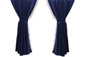 VNVIS 2 pièce Gauche et Droit Rideaux Bleu + décoration pour Camion Scania R S G V8 L P série, Man TGX TGA TGL TGS TGM TGE, DAF CF XG XF LF , Longueur Totale 480cm
