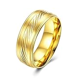 Adisaer Vergoldeter Ring Titanring Damen Titanring Edelstahl Damen Ring 14K Vergoldet Gold Rund Gravur Twill Muster Größe 57 (18.1) Braut Süß Ring Für Tochter