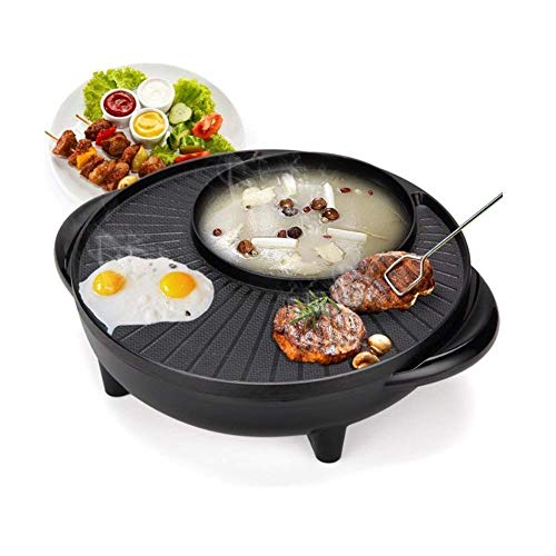 Le Barbecue Thai BBQ électrique et Hot Pot, électrique Grill 2 en 1, Hot Pot électrique, Coffre-fort, pratique et durable, 1800W haute puissance, un goût Pot Double, pratique et durable Soul hill