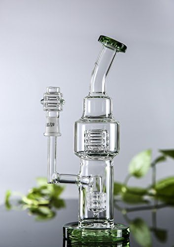 Green Glass Bong Thick Glass Percolator for Tobacco 25cm Tall