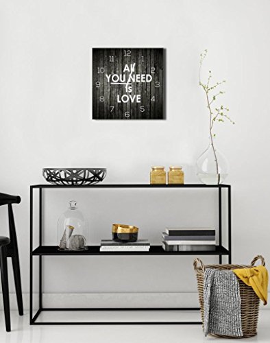 Wanduhr aus Glas 30x30cm Uhr als Glasbild Love Liebe Spruch Schriftzug Deko - 2