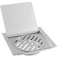 Biella™ Square Shower Stainless Steel Chrome Finish Floor Grating Drain With Open Top Cover For Using Shower Room And Toilet, Fast Drainage, Smooth Surface, Double Anti-blocking, Detachable.