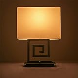 XCJjJ New Chinese Fret Cloth Dimmable Bedroom Bedside P Living Room Study Classical Table Lamp