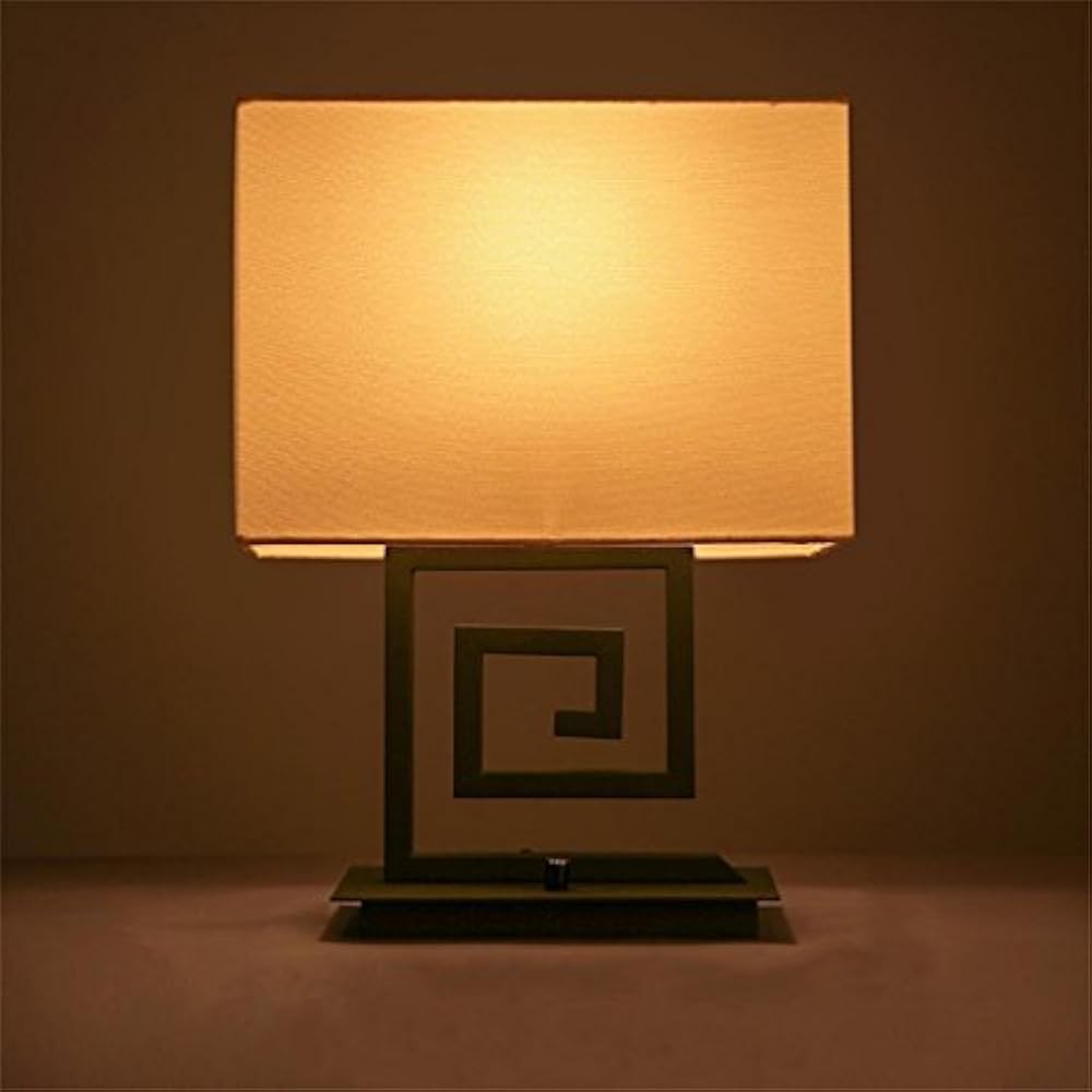 XCJjJ New Chinese Fret Cloth Dimmable Bedroom Bedside P Living Room Study Classical Table Lamp