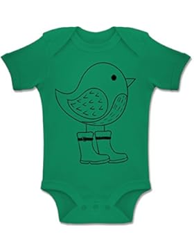 Shirtracer Tiermotive Baby - Süßer Vogel mit Gummistiefeln - Baby Body Kurzarm Jungen Mädchen