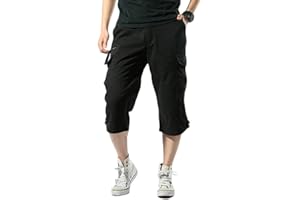 Onsoyours Hommes Cargo Shorts en Coton Bermuda Pantalon 3/4 Pantacourt Casual Multipoches Décontracté Eté Hommes Short de Sport Court Pantalon