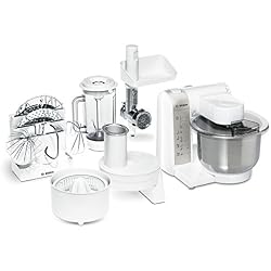 Bosch MUM4880 Robot culinaire 600 W Bol mélangeur inox Râpeur/éminceur Couvercle mélangeur plastique Hachoir à viande Presse-agrumes