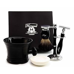 Black Badger Hair Shaving Set In Black Set Contains Shaving Brush, De Safety Razor Shaving Brush & Razor Holder, Shaving… - Image 2
