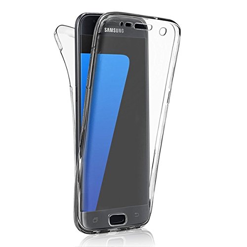 Galaxy S6 Hülle,Silikon Hülle für Samsung S6,Leeook Schön Ultra Dünn 360 Degree Full Body Durchsichtig Transparent Handyhülle Schutzhülle Durchsichtig TPU Crystal Clear Case Backcover Bumper Slimcase Handyhülle Full Cover Case Hülle Cover Tasche Vorderseite + Rückseite beidseitiger Schutz für Samsung Galaxy S6 + 1 x Schwarze Eingabestift-Clear - 2