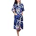 Produktbild Waymoda Women's Luxury Silky Satin Nightwear Dressing Gown, Peacock and Blossoms Pattern Kimono Pajamas, 10+ Color, 5 Sizes Optional - Long style