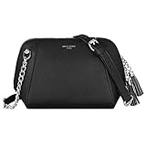 LEDER & EIGENSCHAFTEN: Bi-Material PU Saffiano Leder, gestreift mit leichtem glitzereffekt und glattem Leder an den Seiten. Ketten Schultergurt.