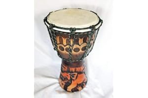 Double Duck Hand- Carved Djembe Bongo Drum Carved From One Piece Of Wood Elephant Carving New 30 Cm