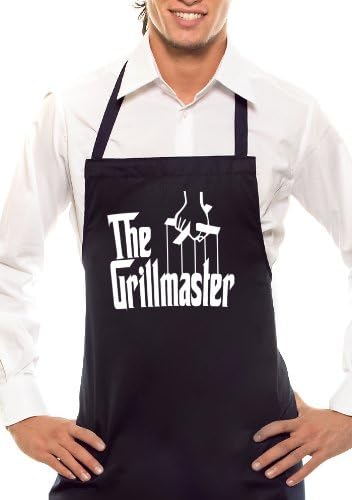 Monochrome black apron with white &ldquo;The Grillmaster&rdquo; writing