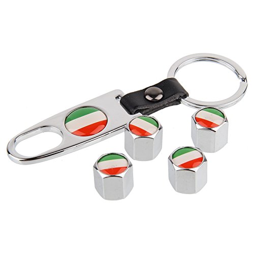 Valve Caps Set Italy Chrome with Keyring
