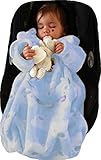 POP-ON Baby / Toddler Blanket in Soft Cuddle Fleece for Buggy Pushchair and Car Seat (0-3 yrs) BLUE TEDS