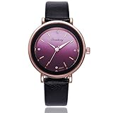 Lazzgirl Damenmode Lederband Analoge Quarz-runde Armbanduhr Uhren(Pink, Kaffee, Gold, Schwarz, Marine, Weiß, Rot)