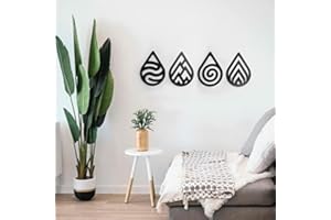 keluly Decoración de metal. Escultura de pared flotante, con sombras, de acero. (21 x 15 cm., Cuatro Elementos)