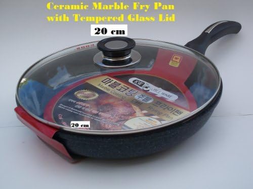 Ceramic Marble Coated Non Stick Cast Aluminium Fry Pan with Lid, 20 cm (8 inches) by Marble Ware