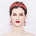 Produktbild LUCKY CLOVER-A Rote Königin Krone, Kristall Braut Diademe Braut Tiara Ohrringe Barock Stirnband Hochzeit Zubehör Diadem Haar Schmuck Ornament Pageant Decor (mit Ohrringe)