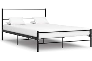 vidaXL Rama łóżka z zagłówkiem bez materaca, czarna, 140x200 cm, metal