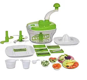 Magic Mart Manual Food Processor - Chopper, Blender, Atta Maker, Dough Kneader,14 Pieces (Multicolor)