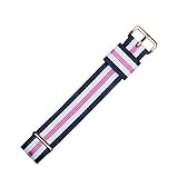 MARBURGER Uhrenarmband 18mm Textil Rose Weiss Blau - Werkzeug Montage Set 9511843000220