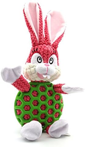 EEToys Squeaky Plush Toy Durable Low No Stuffing Animal Toy for Dog Medium Rabbit