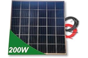 VIASOLAR Panel solar monocristalino 200W 12V placa cuadrada con cable de 5 metros células PERC de alta eficiencia