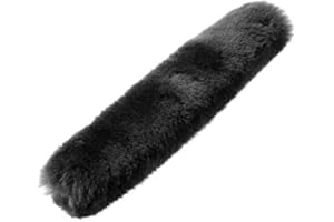 Merauno Lammfell Nasenriemenschoner Genickschoner mit Klettband Pferde Nasenschoner für Halfter Trensenzaum Kopfstück Zaumzeug aus echtem Schaffell Natur Schwarz Braun, (28 or 32cm) (32cm, Schwarz)