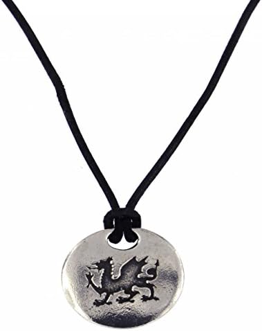St Justin, Pewter Welsh Dragon Pendant - Leather Thong