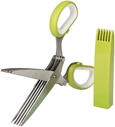 VOFO Herb Scissors Stainless Steel Multipurpose Kitchen Shear with 5 Blades and Cover