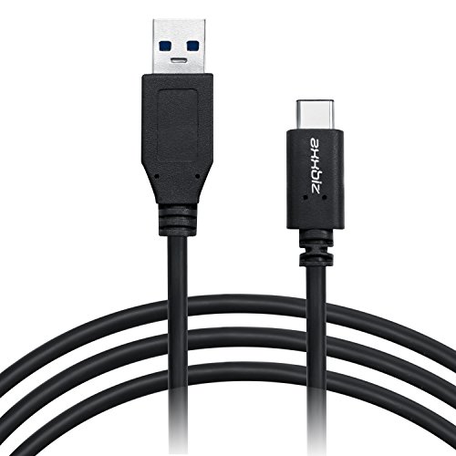 Axxbiz® CableBiz-C002 USB-C SuperSpeed Kabel -2A -3.1 USB-C Stecker auf 3.0 USB-A Stecker, bis zu 10Gbps – Sicheres Laden durch 56k Ohm Widerstand – 1m lang – Schwarz - 2