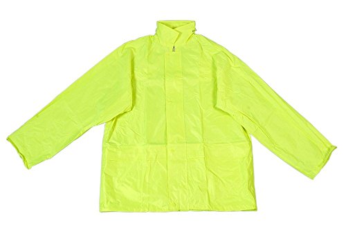 High Visibility Yellow Rain Jacket, With Hood, Large