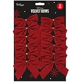 Decsee 20x Red VELVET BOWS Christmas Tree Decoration Tinsel 6cm Bow Baubles Craft Make