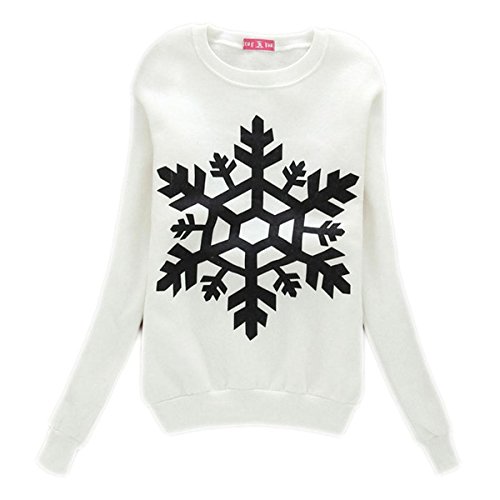 Zeagoo® Womens Pullover Sweatshirts Winter Warm Snowflake Print Cotton Blouse Tops