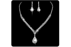 Wedity Ensemble collier et boucles d'oreilles en cristal pour mariage - Collier ras du cou - Bijoux de mariage pour femmes et filles