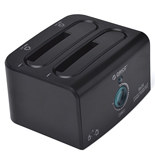 ORICO USB 3.0 / eSATA 2-Port Festplatten Dockingstation für 2,5 / 3,5 Zoll SATA III SSD und HDD, Offline-Klonfunktion, Unterstützt UASP und 2 x 6 TB – Schwarz - 2