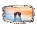 Produktbild tekkdesigns N602 Pier Boathouse Lake Sunset zerstörten Wand Aufkleber 3D Kunst Aufkleber Vinyl Zimmer (groß (90 x 52 cm))